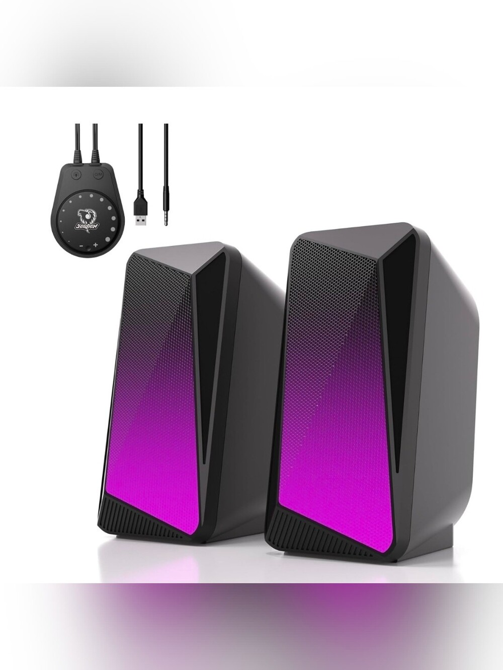 Bluetooth USB Powered & 3.5 mm AUX Computer Speakers with Easy-Control Pod